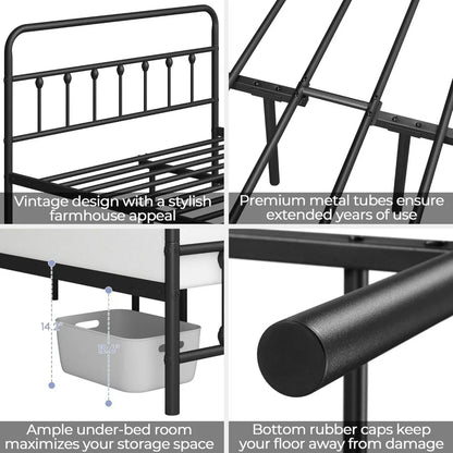 Victorian Style Classic Metal Platform Bed Frame/Headboard/Footboard
