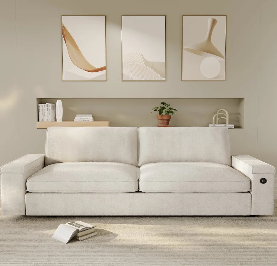 Extra Deep Seats, Oversized Loveseat Sofa with Storage/2 USB Charging