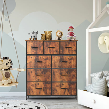 Dresser For Bedroom 9 Fabric Storage Drawer Wardrobe Tall Chest Organizer
