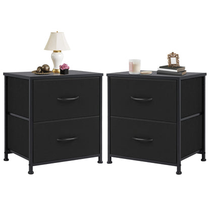 Nightstand Bedside Storage  2 Fabric Drawers Cabinet Furniture