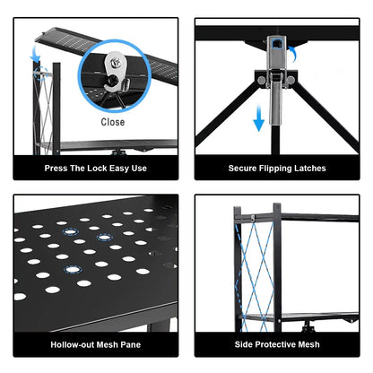 Storage Shelving 5-Tier With Wheel Unit Metal Shelf Adjustable