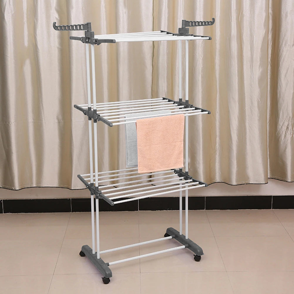 4-Tier Folding Drying Rack Free Standing  4 Castors  Dryer Stand