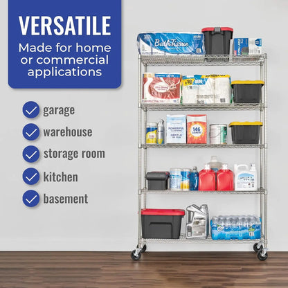 Storage Shelves, Zinc, Heavy Duty Steel Wire Unit with Wheels