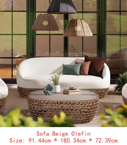 71" Upholstered Woven Patio Deep Seating Sofa