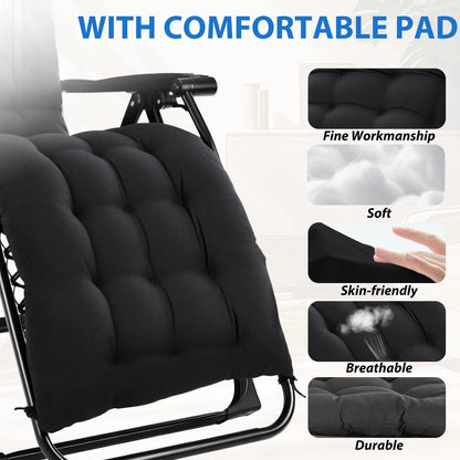 Zero Gravity Cushioned Lounge Chair Outdoor Folding Padded Cup Holder