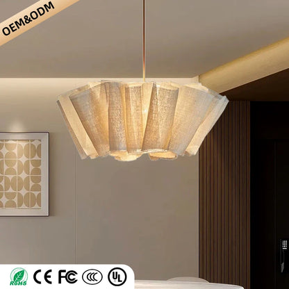 Wabi Sabi Chandelier Handmade Fabric LED Pendant Lights Vintage