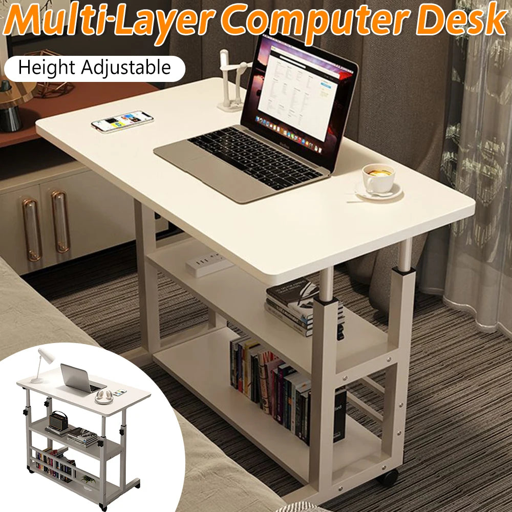 Multi-Layer Standing Desk Height Adjustable Wooden Computer Desk Workstation