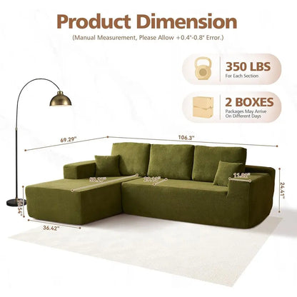 Modern Sleeper Sofa in Green, Minimalist Design with Deep Comfort