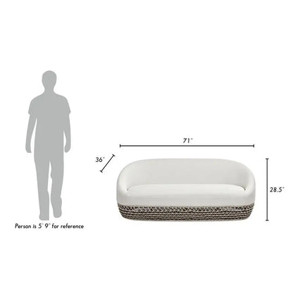71" Upholstered Woven Patio Deep Seating Sofa