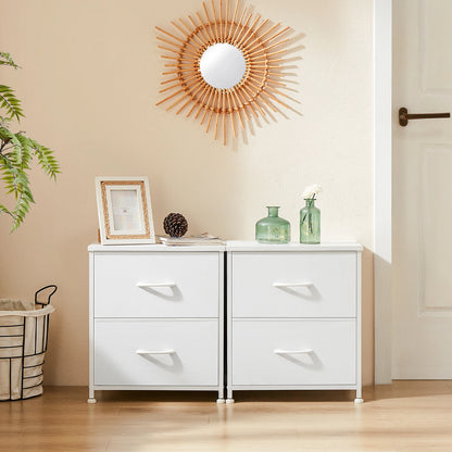 Nightstand Bedside Storage  2 Fabric Drawers Cabinet Furniture