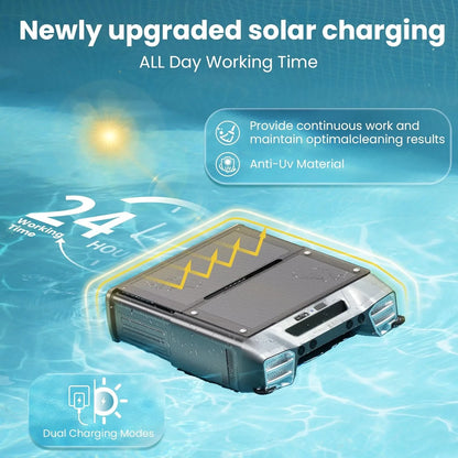 2026 Upgraded Solar Pool Skimmer/Cleaner 24 Hours Robotic with Remote Control