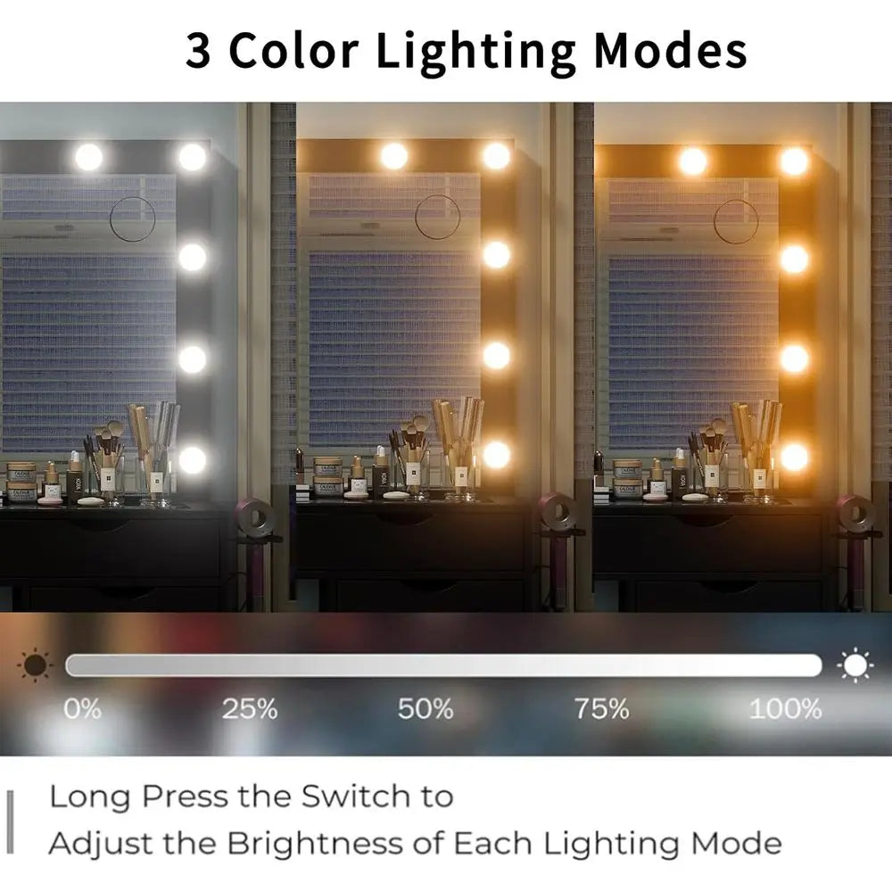 LED-Illuminated Makeup Desk with Adjustable Lighting,