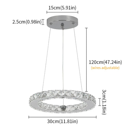 Modern Led  Pendant Light Luxury Crystal Rings Dimmable Chandelier