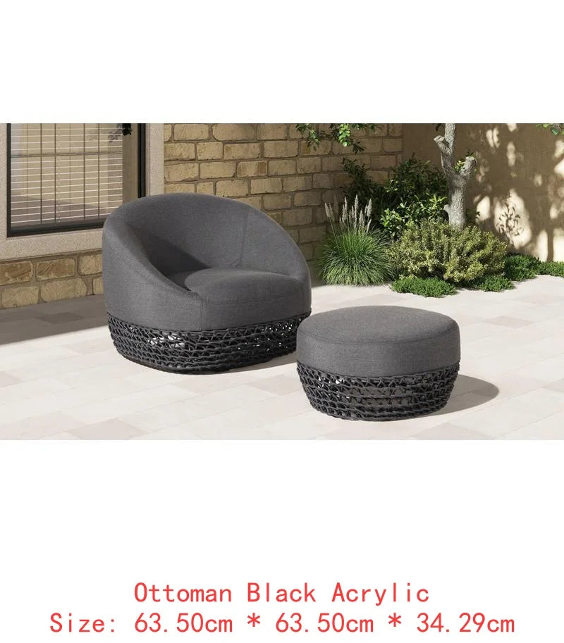 71" Upholstered Woven Patio Deep Seating Sofa