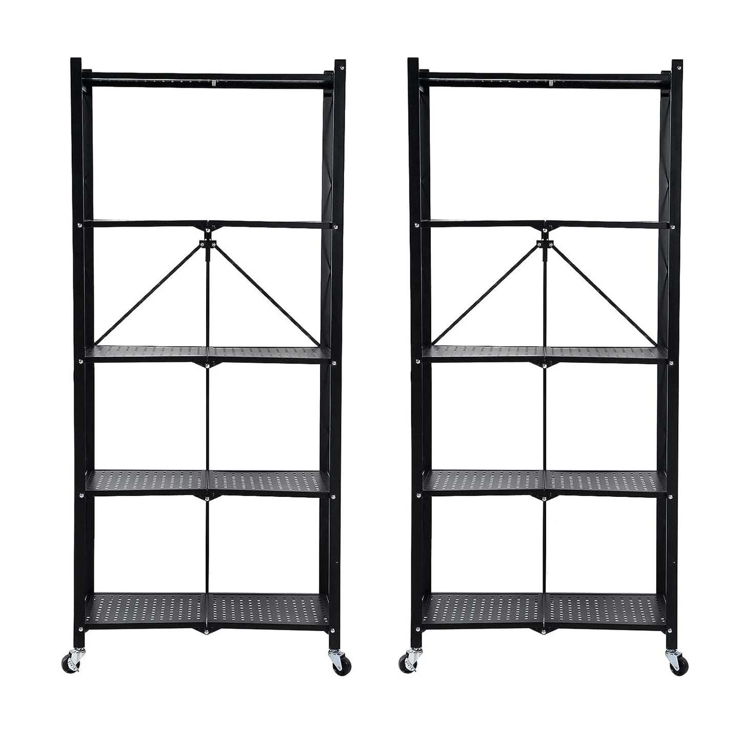 Storage Shelving 5-Tier With Wheel Unit Metal Shelf Adjustable