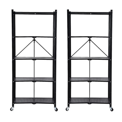 Storage Shelving 5-Tier With Wheel Unit Metal Shelf Adjustable