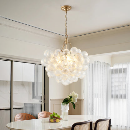20-Inch Gold Pendant Light Chandelier with Threaded Clear Glass Globe