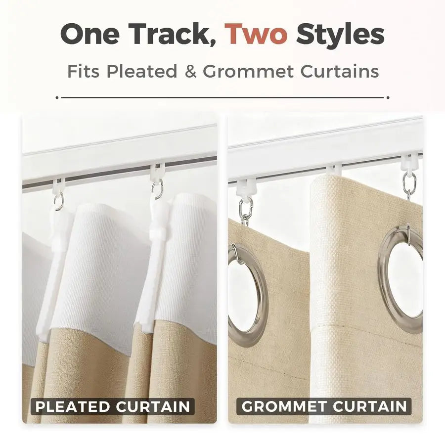 Ceiling or Wall Mount Curtain Track Kit with Hooks, 3ft 6ft Adjustable Length