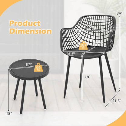 3 Piece Patio Bistro Set All Weather Heavy Duty Table