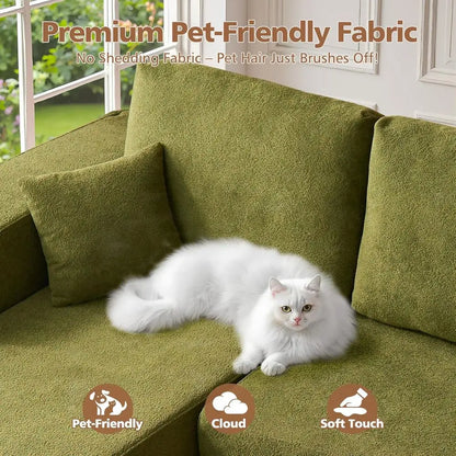 Modern Sleeper Sofa in Green, Minimalist Design with Deep Comfort