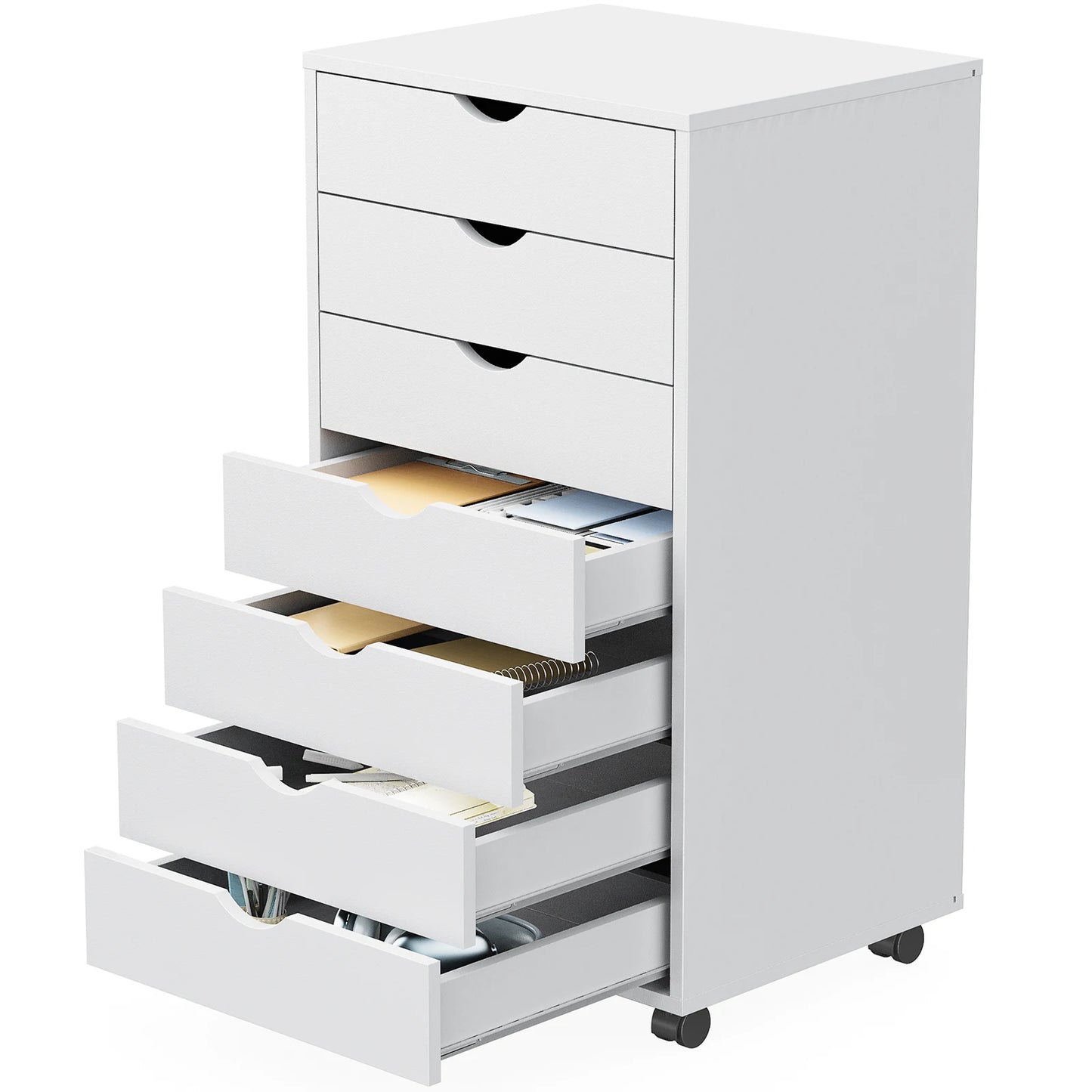 7 Wooden Drawer Rolling Chest Dresser/Nightstand Storage Cabinet