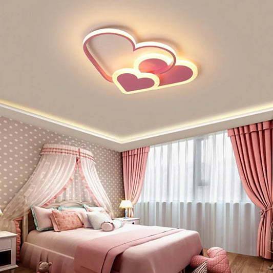 Heart-Shaped LED Ceiling Lamp with Remote Control Adjustable Color