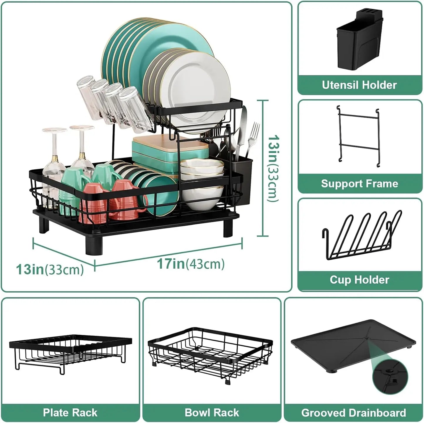 Kitchen Countertop Double-layer Dish Drying Rack