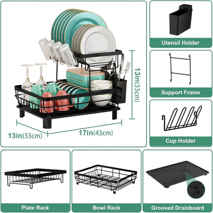 Kitchen Countertop Double-layer Dish Drying Rack