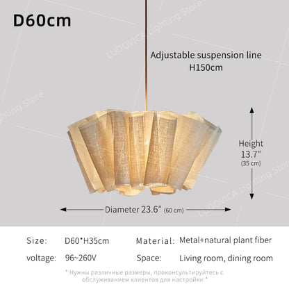 Wabi Sabi Chandelier Handmade Fabric LED Pendant Lights Vintage