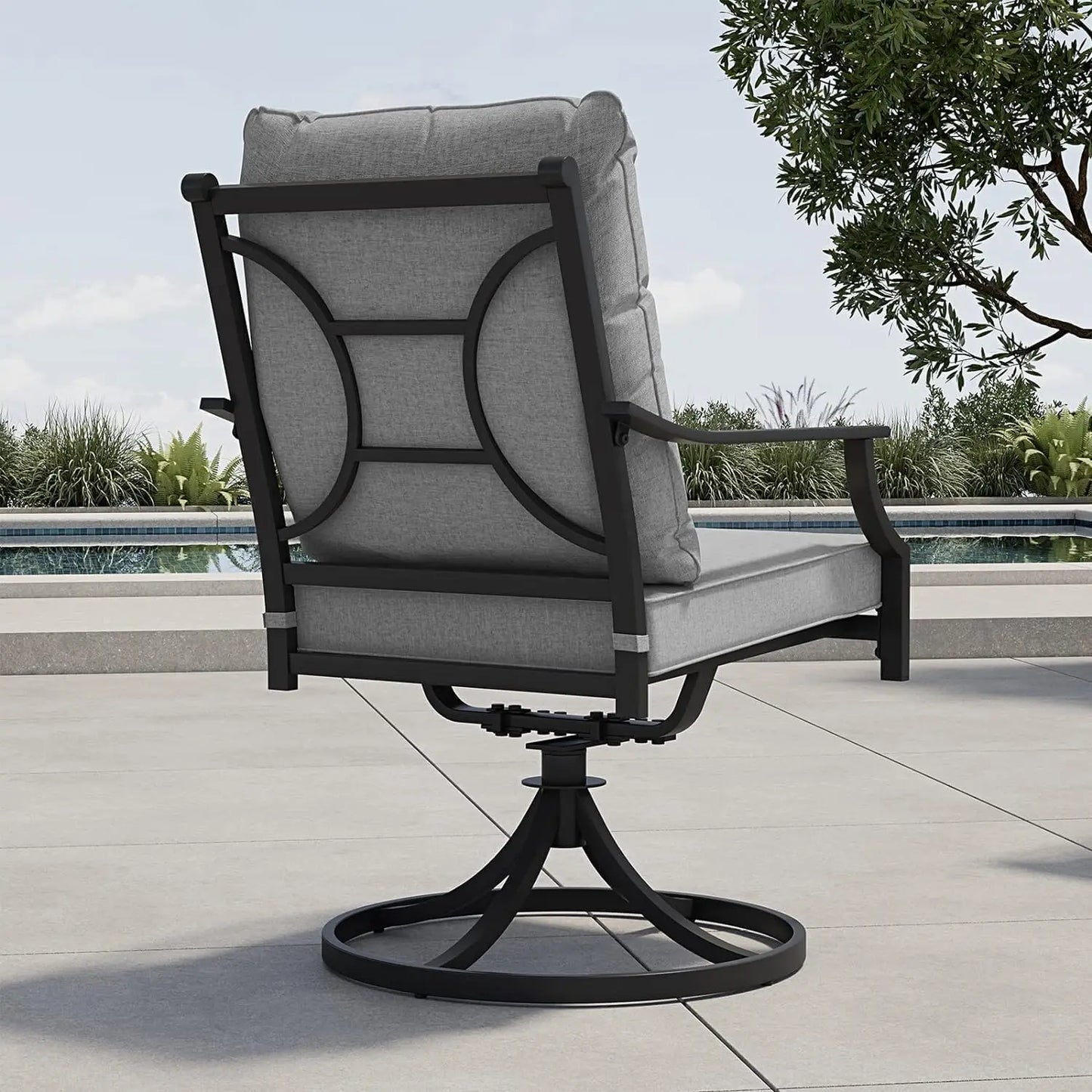 7-Piece Patio Dining Set for 6, Outdoor Swivel Chairs with Olefin Cushions