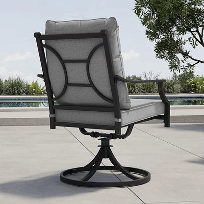 7-Piece Patio Dining Set for 6, Outdoor Swivel Chairs with Olefin Cushions