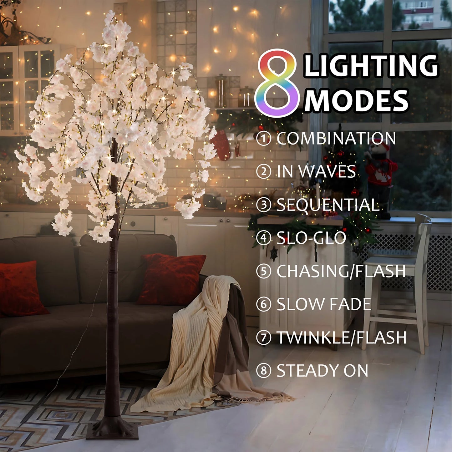 Cherry Blossom Tree Light, 6ft Lighted Trees for Decoration Inside,