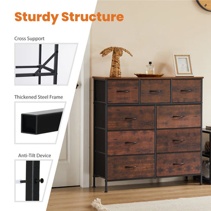 Dresser For Bedroom 9 Fabric Storage Drawer Wardrobe Tall Chest Organizer