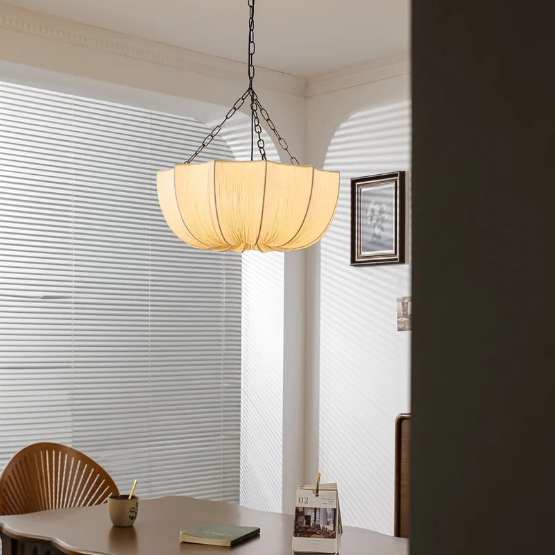 Nordic Minimalist Wabi Sabi Fabric Chandelier Living Dining Room Bedroom