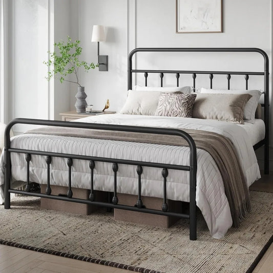 Victorian Style Classic Metal Platform Bed Frame/Headboard/Footboard