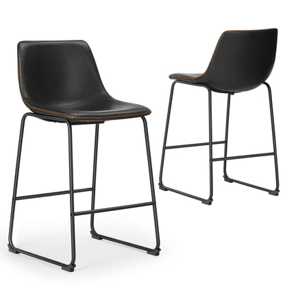 Pu Leather Bar Stools Set of 2 Counter Height Modern Stool