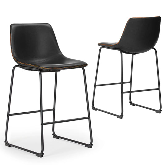 Pu Leather Bar Stools Set of 2 Counter Height Modern Stool