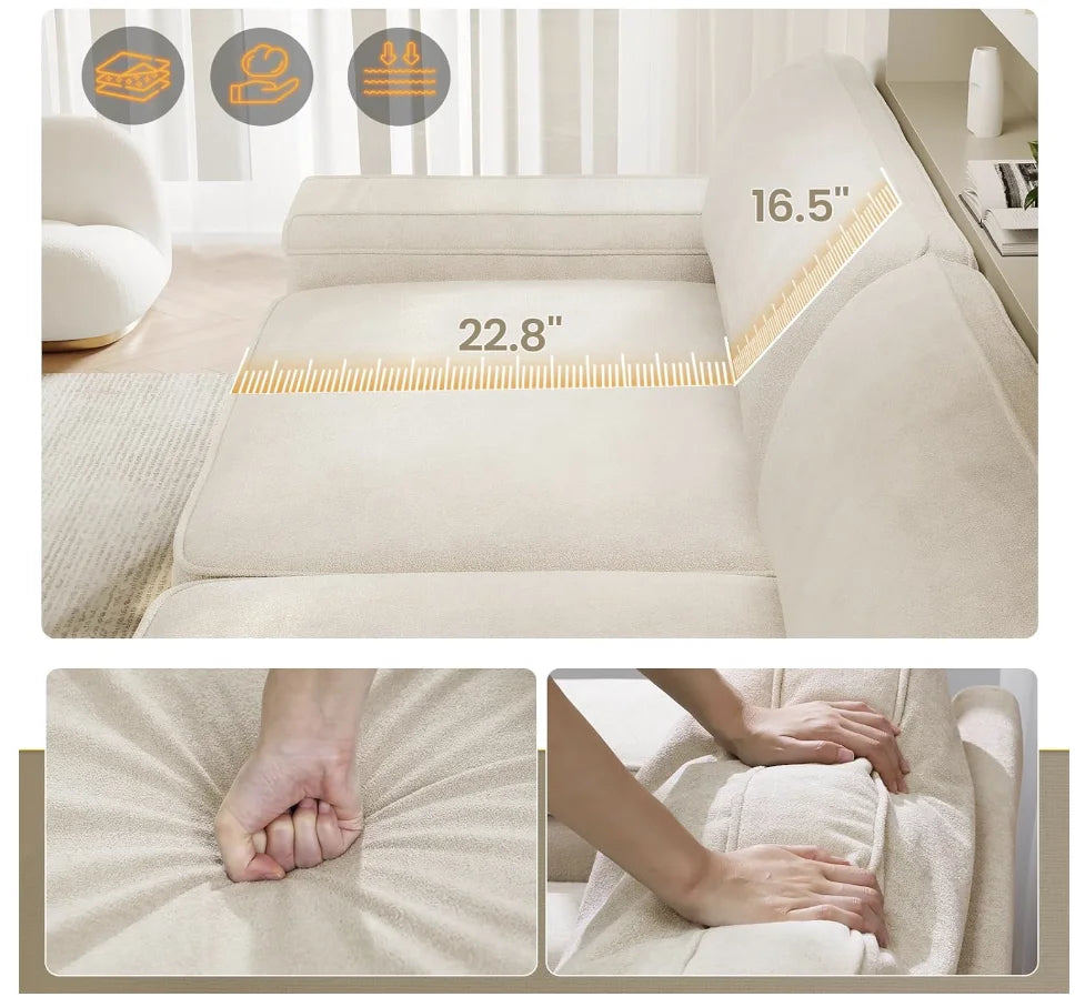 Extra Deep Seats, Oversized Loveseat Sofa with Storage/2 USB Charging