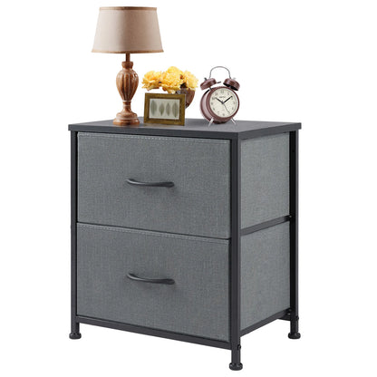 Nightstand Bedside Storage  2 Fabric Drawers Cabinet Furniture