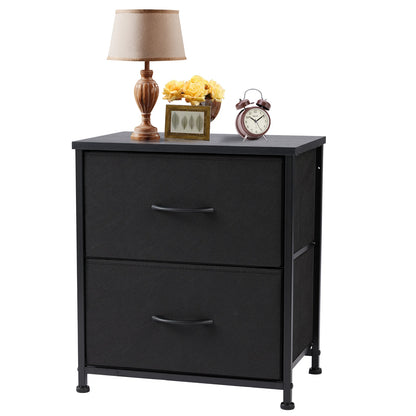 Nightstand Bedside Storage  2 Fabric Drawers Cabinet Furniture