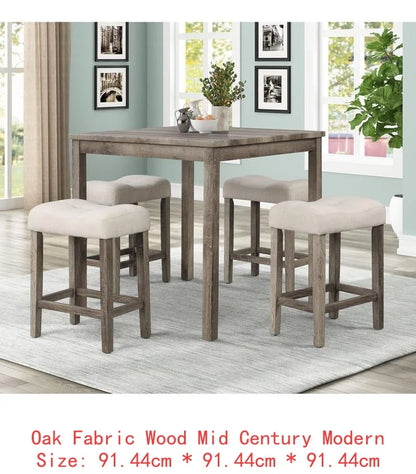 5-Piece Transitional Dining Set with 48" Wood Table