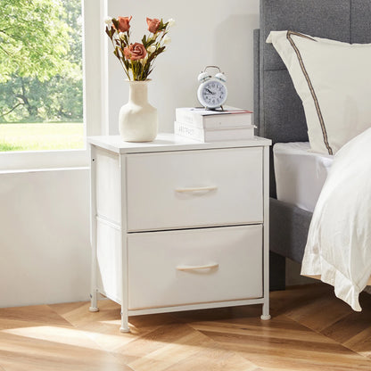 Nightstand Bedside Storage  2 Fabric Drawers Cabinet Furniture