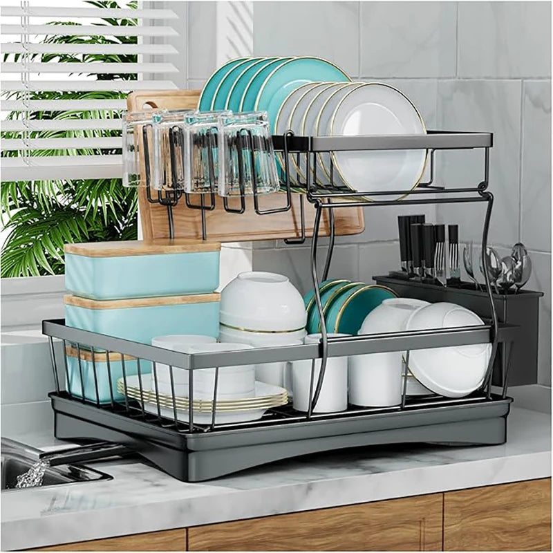 Kitchen Countertop Double-layer Dish Drying Rack