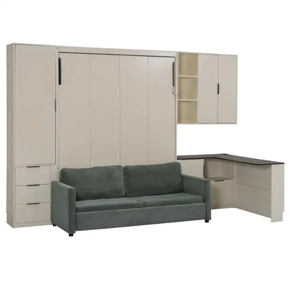Queen Murphy Bed with Hydraulic Storage, Sofa, LED/USB