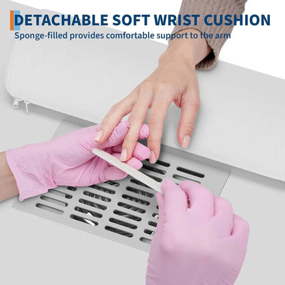 Manicure Table with Electric Dust Collector & Wrist Rest,Storage Cabinet,
