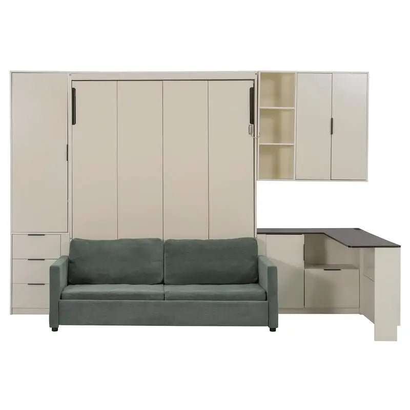 Queen Murphy Bed with Hydraulic Storage, Sofa, LED/USB