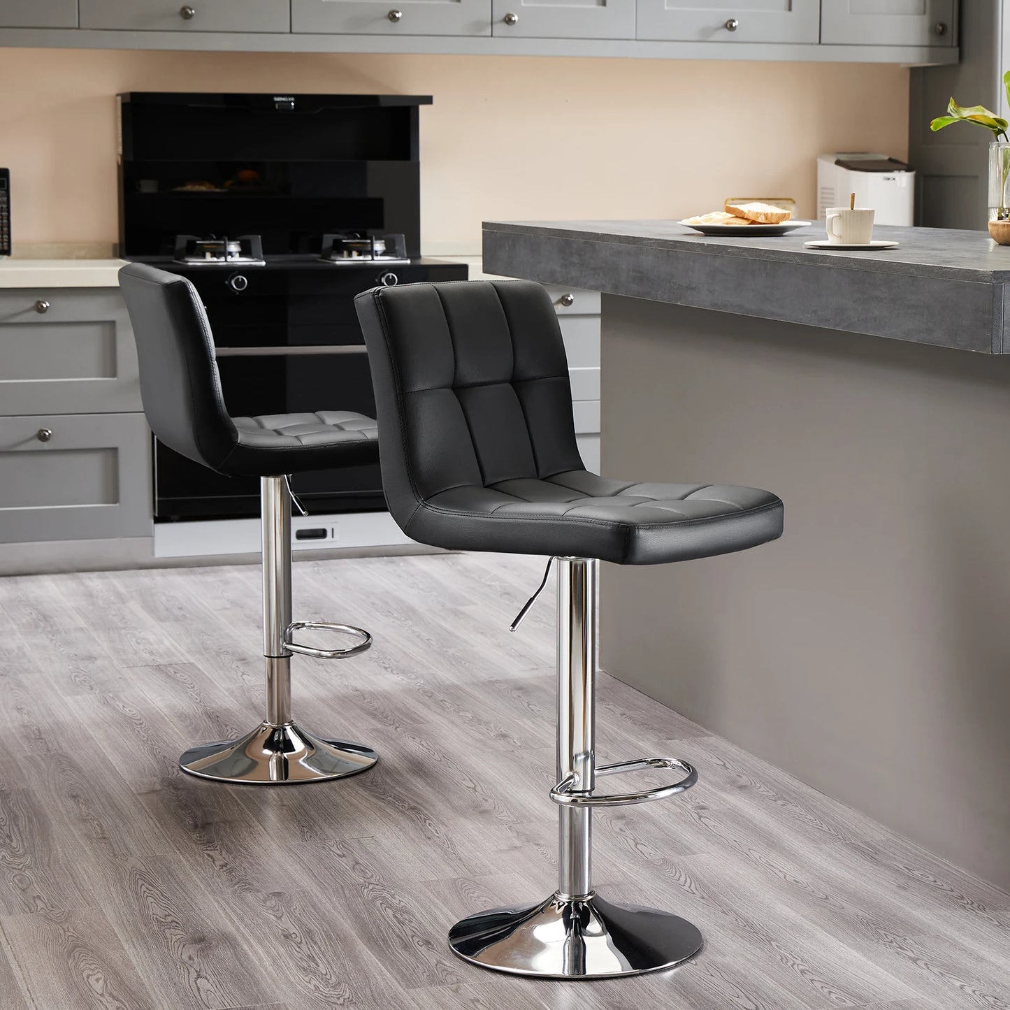 PU Leather Bar Stools Set of 2,Upholstered Counter Height