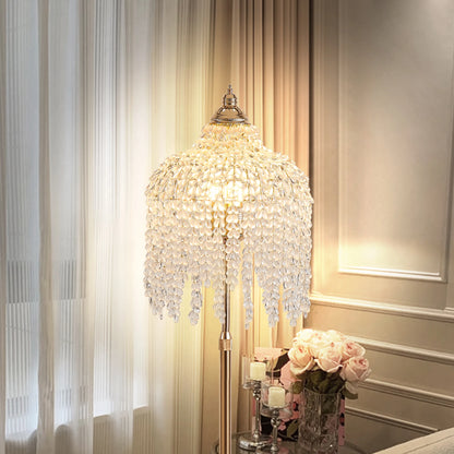 Light Elegant Crystal Floor Lamp Vintage Waterfall Design