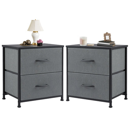Nightstand Bedside Storage  2 Fabric Drawers Cabinet Furniture
