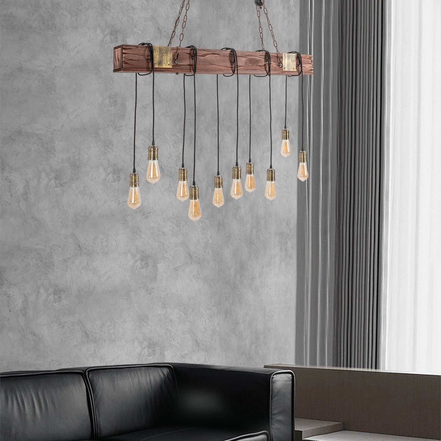 Vintage Wood Ceiling Chandelier Retro Ceiling Lamp Pendant Light